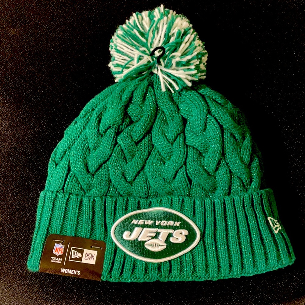NWT New York Jets New Era Sparkly Pom Pom Winter Hat